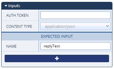 The Inputs section of the Configurations Panel for an Inbound API action